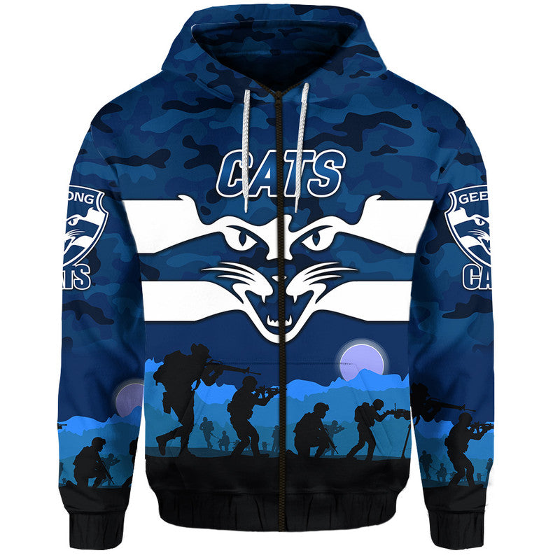 (Custom Personalised) Geelong	Cats ANZAC Zip Up And Pullover Hoodie Simple Style LT8
