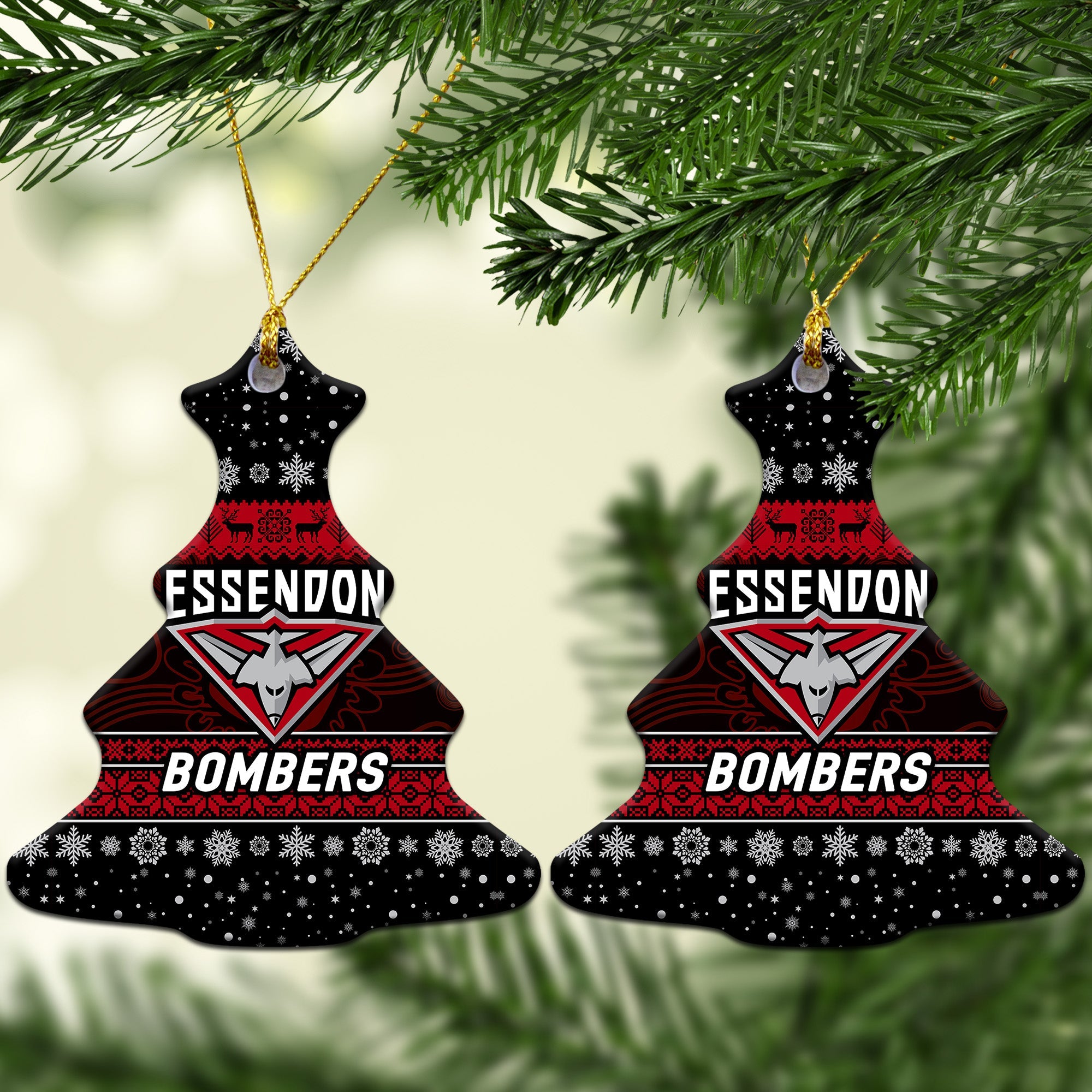 essendon-bombers-christmas-ornament-simple-style-black