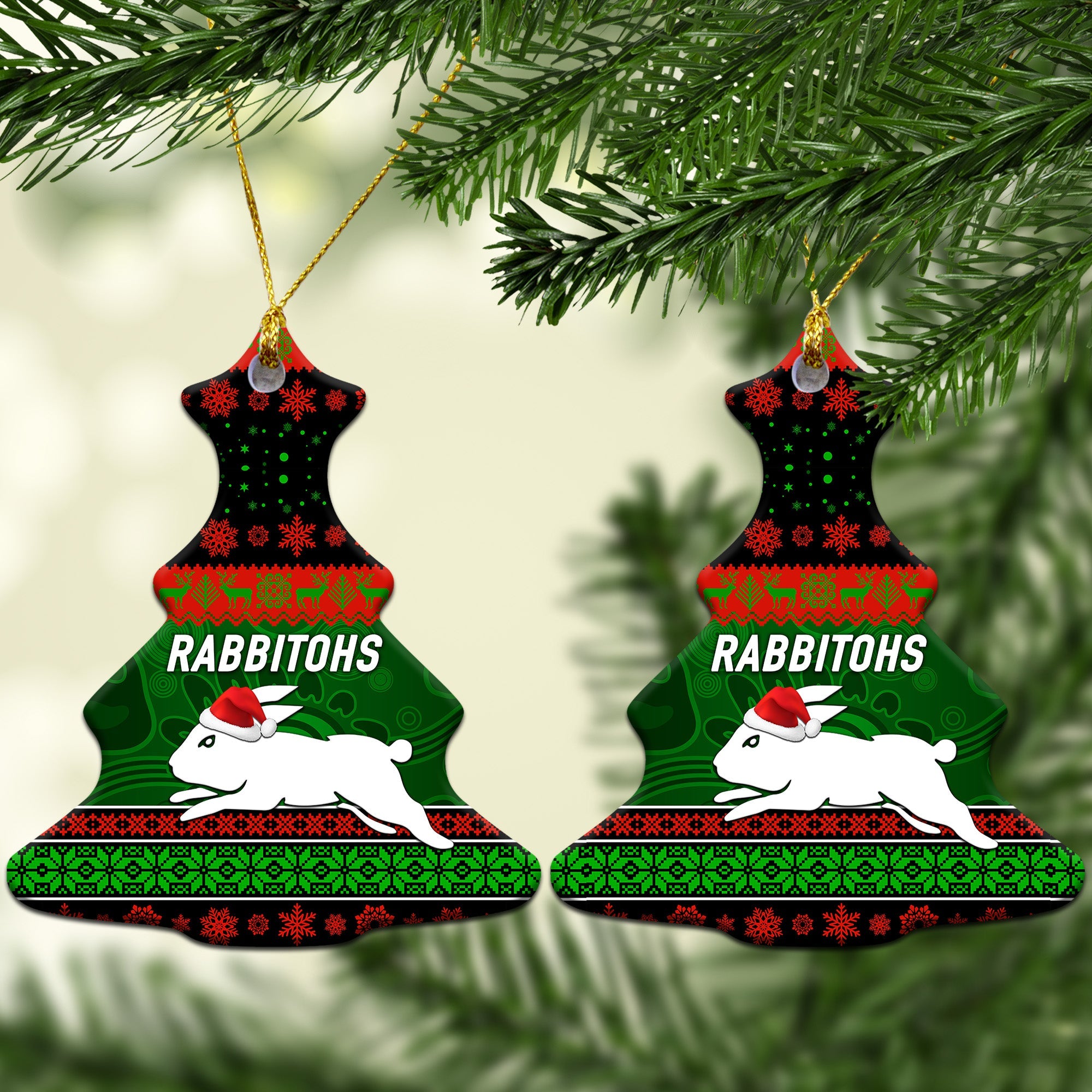 south-sydney-rabbitohs-christmas-ornament-simple-style-black