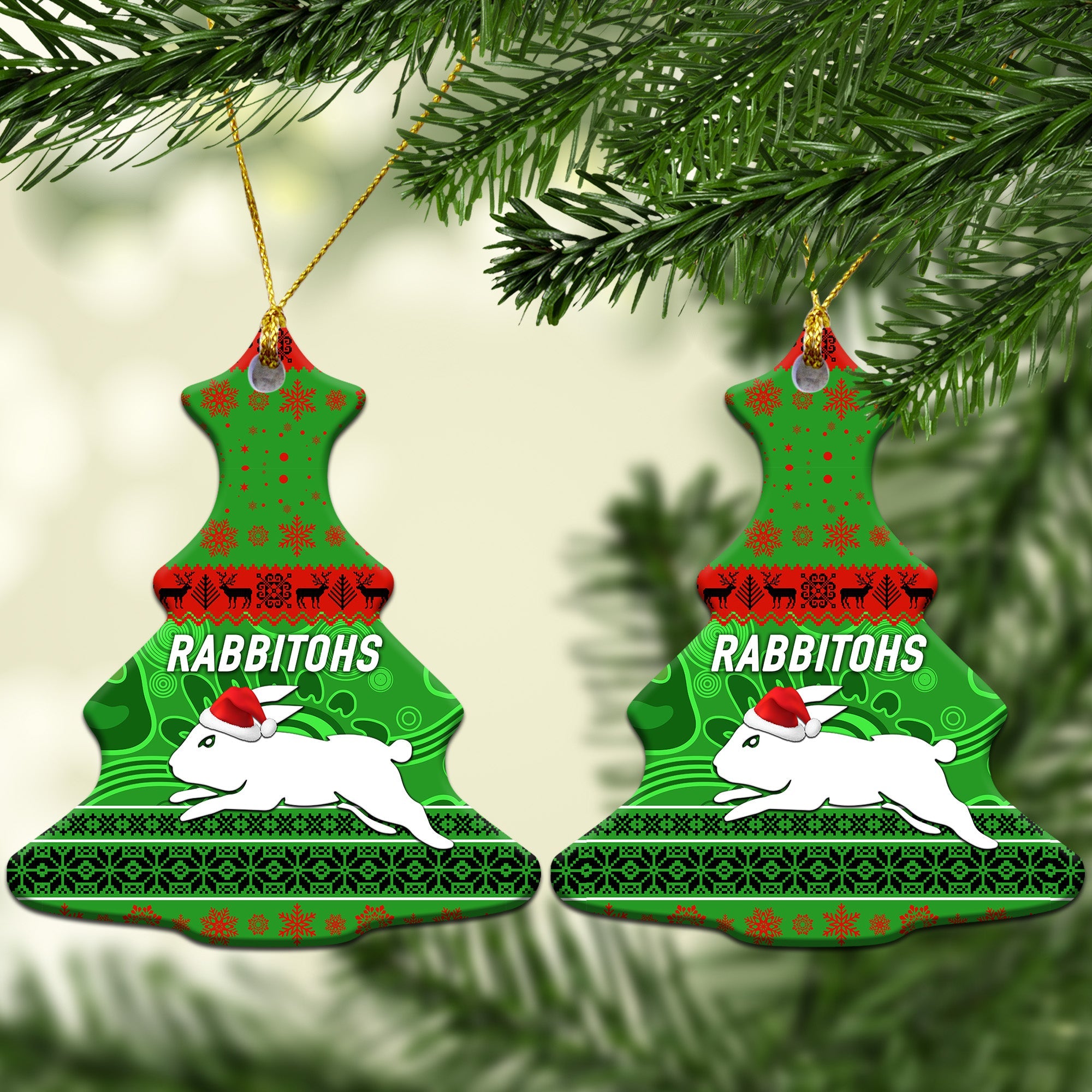south-sydney-rabbitohs-christmas-ornament-simple-style-green