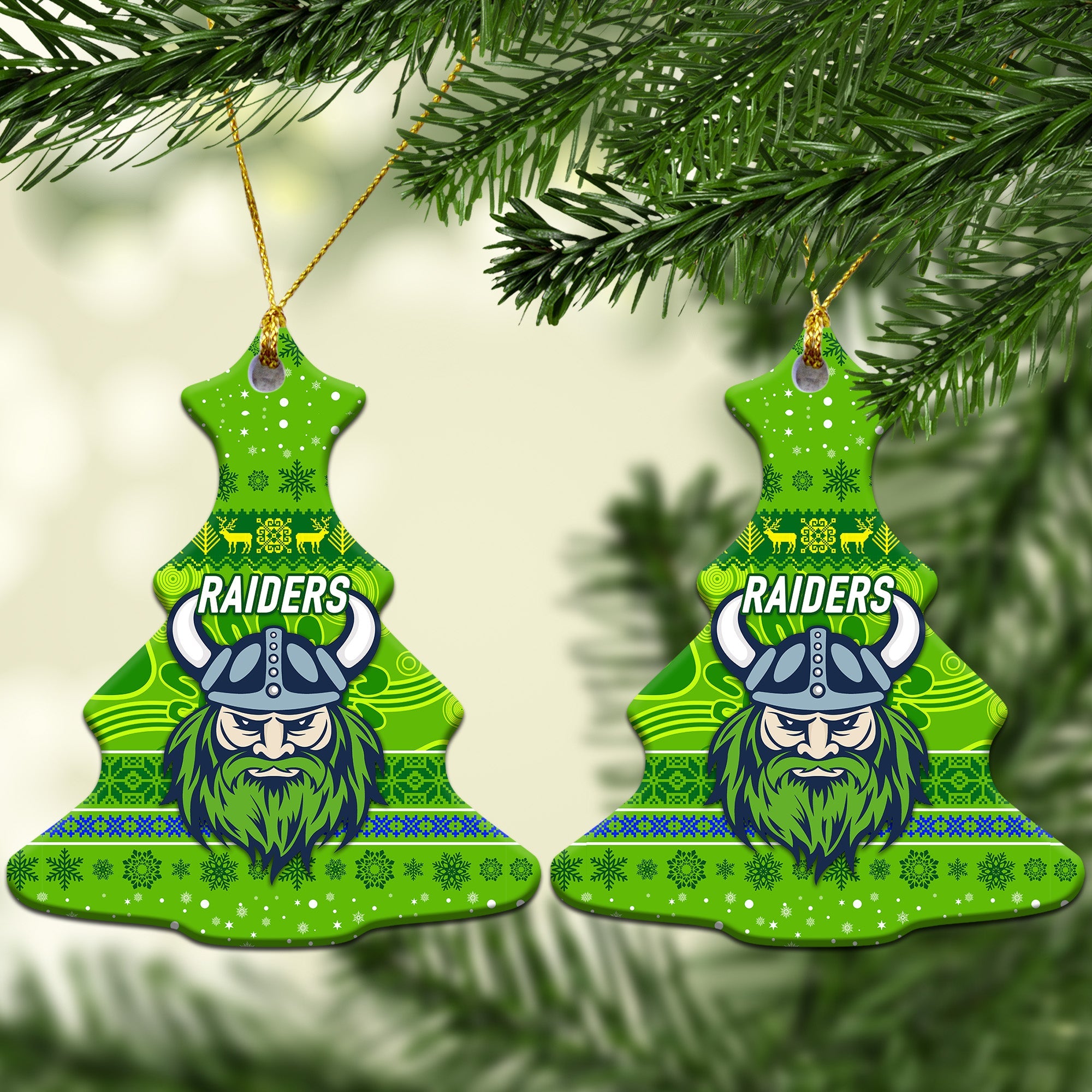 canberra-raiders-christmas-ornament-simple-style-green
