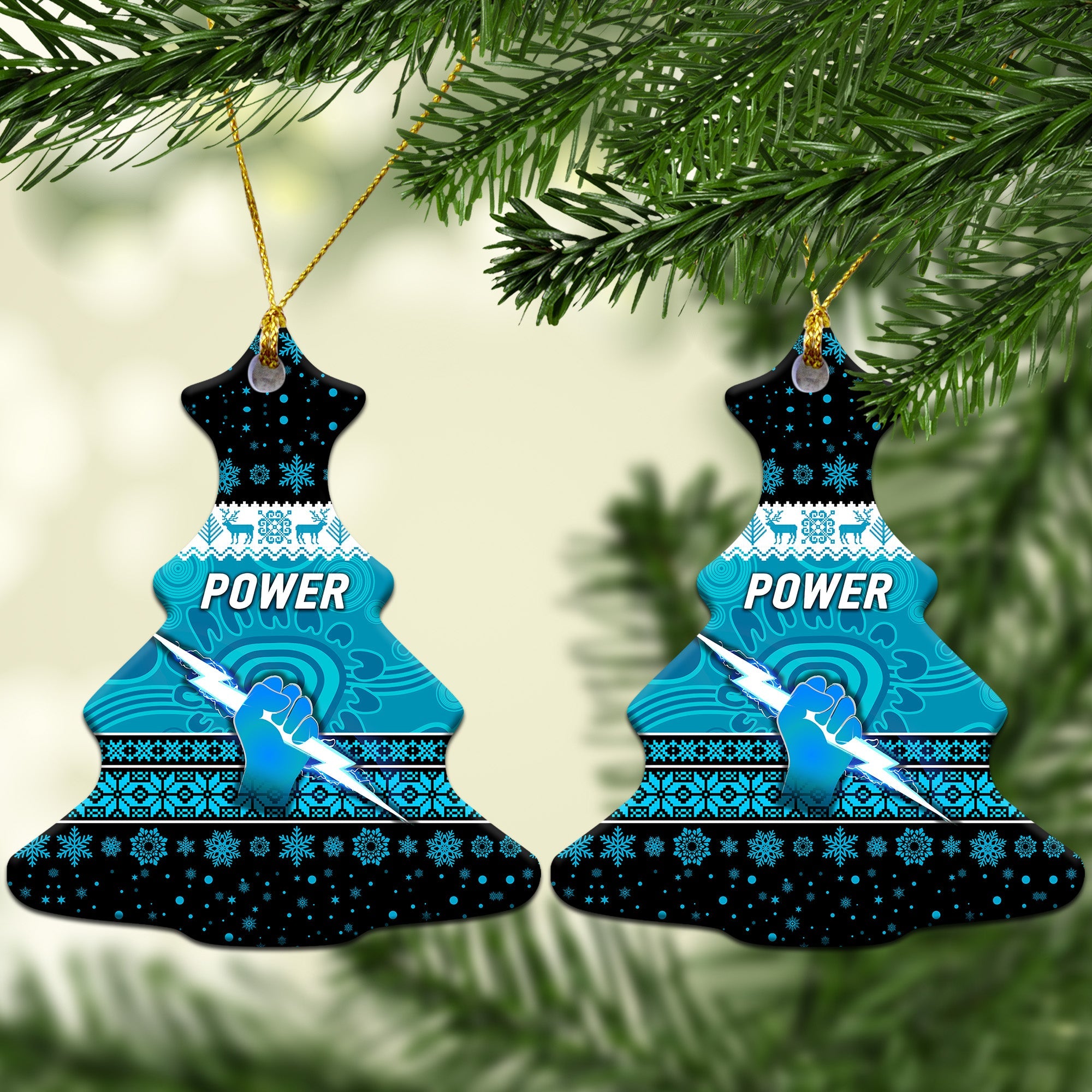 port-adelaide-power-christmas-ornament-simple-style