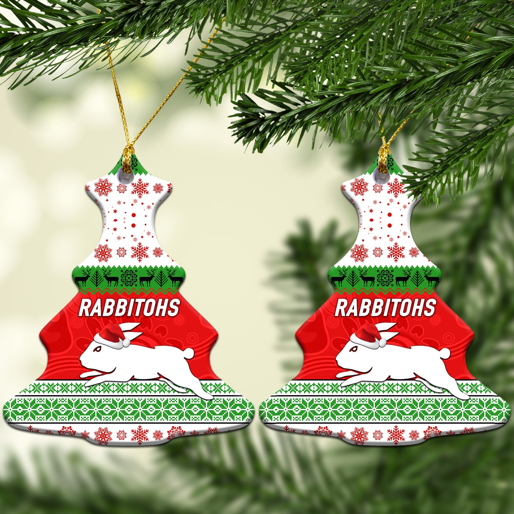 south-sydney-rabbitohs-christmas-ornament-simple-style-white