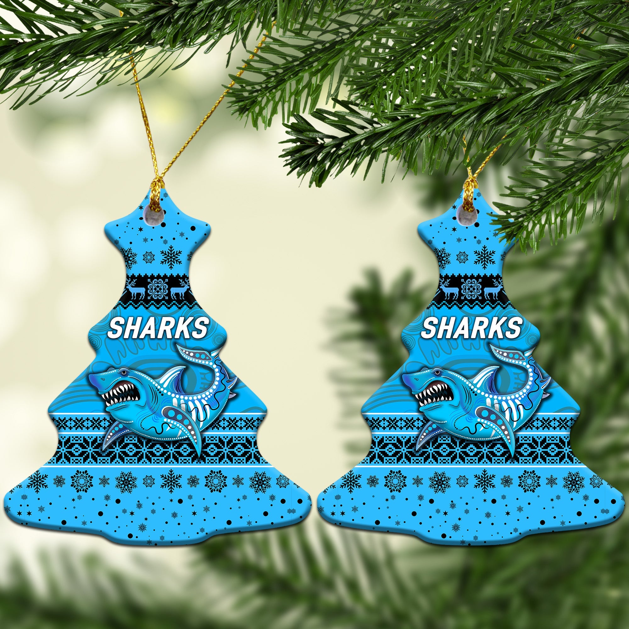 cronulla-sutherland-sharks-christmas-ornament-simple-style-blue
