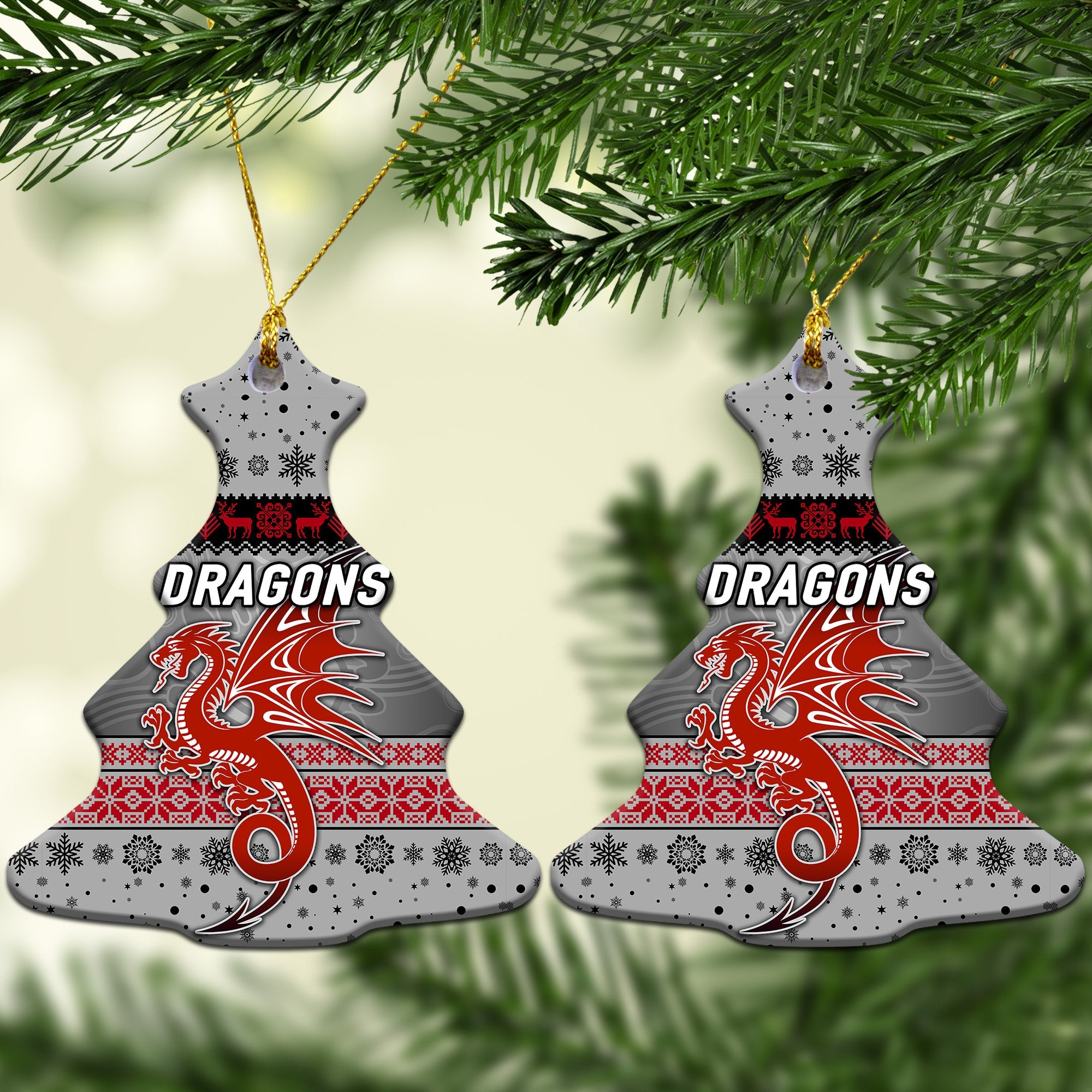st-george-illawarra-dragons-christmas-ornament-simple-style-grey