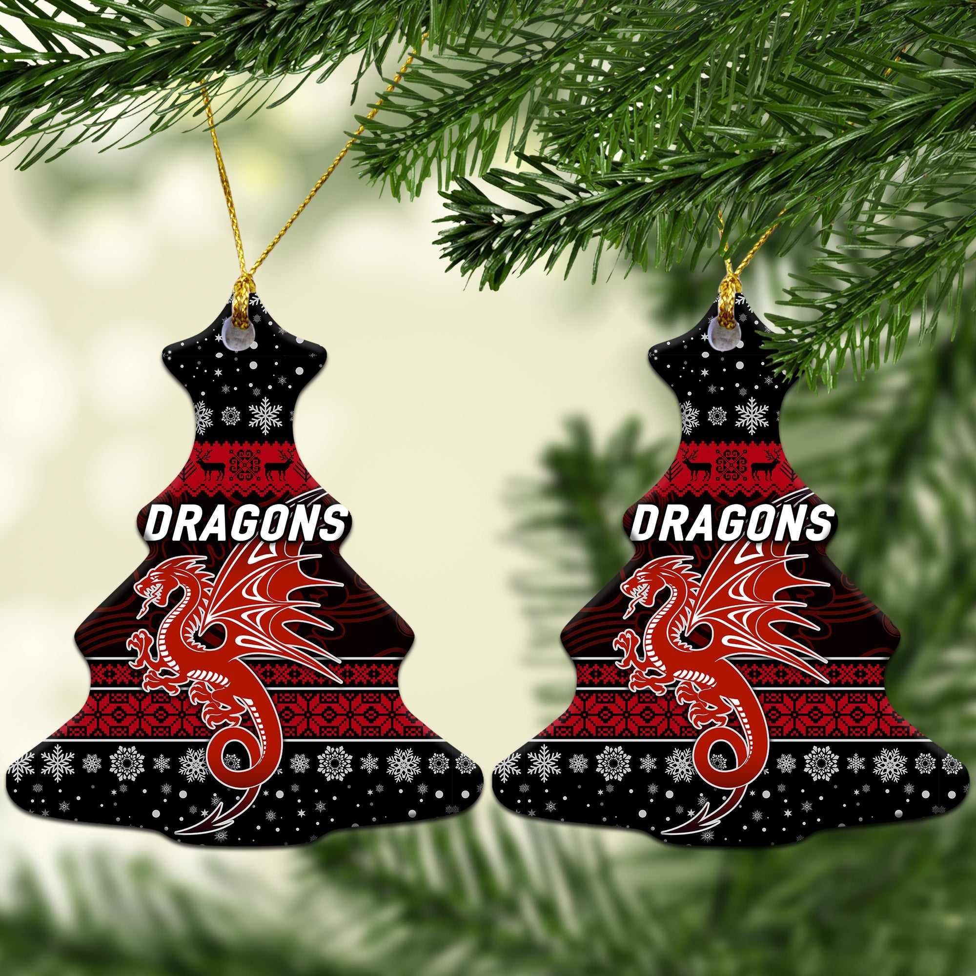 st-george-illawarra-dragons-christmas-ornament-simple-style-black