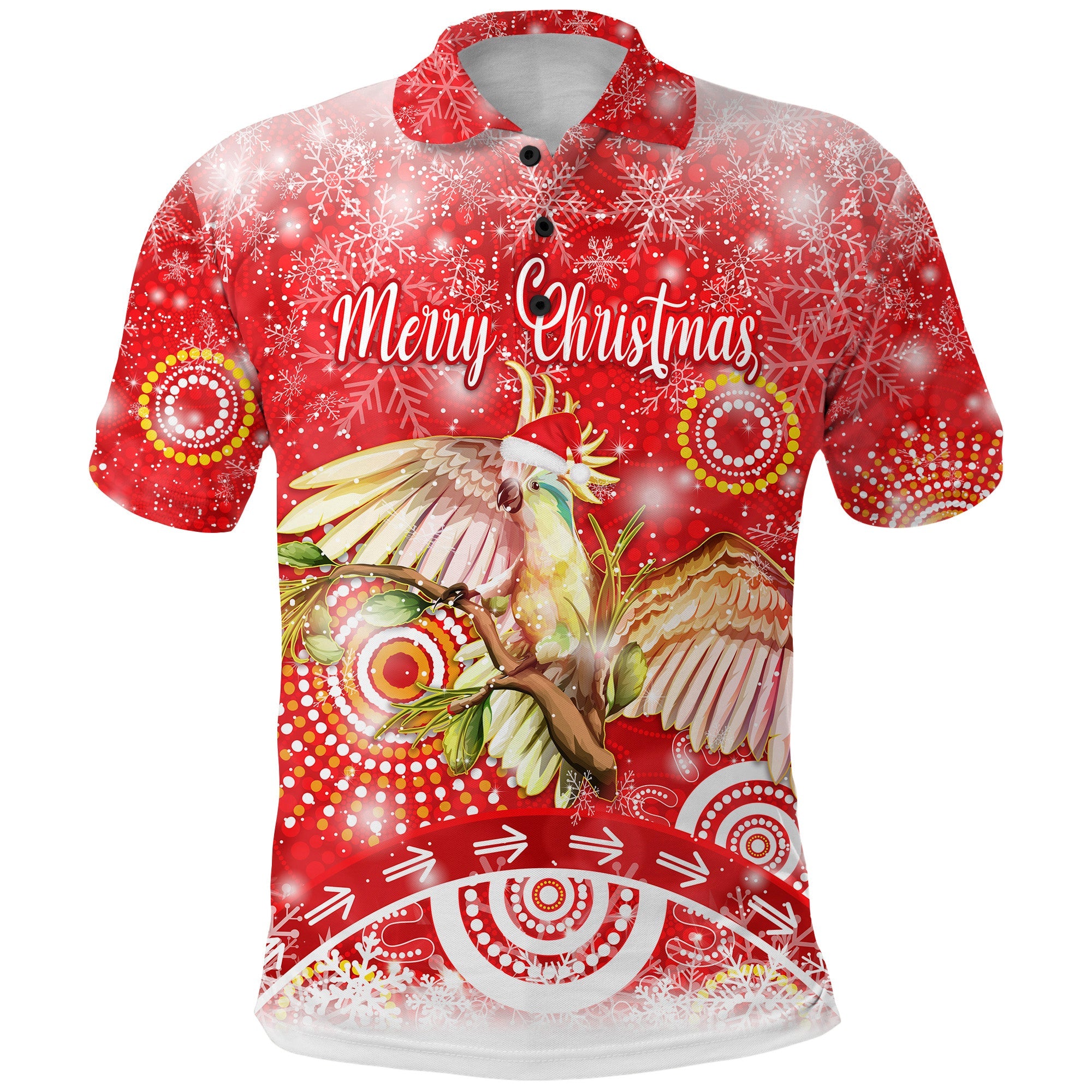 custom-personalised-australia-cockatoo-christmas-polo-shirt-original-style-red