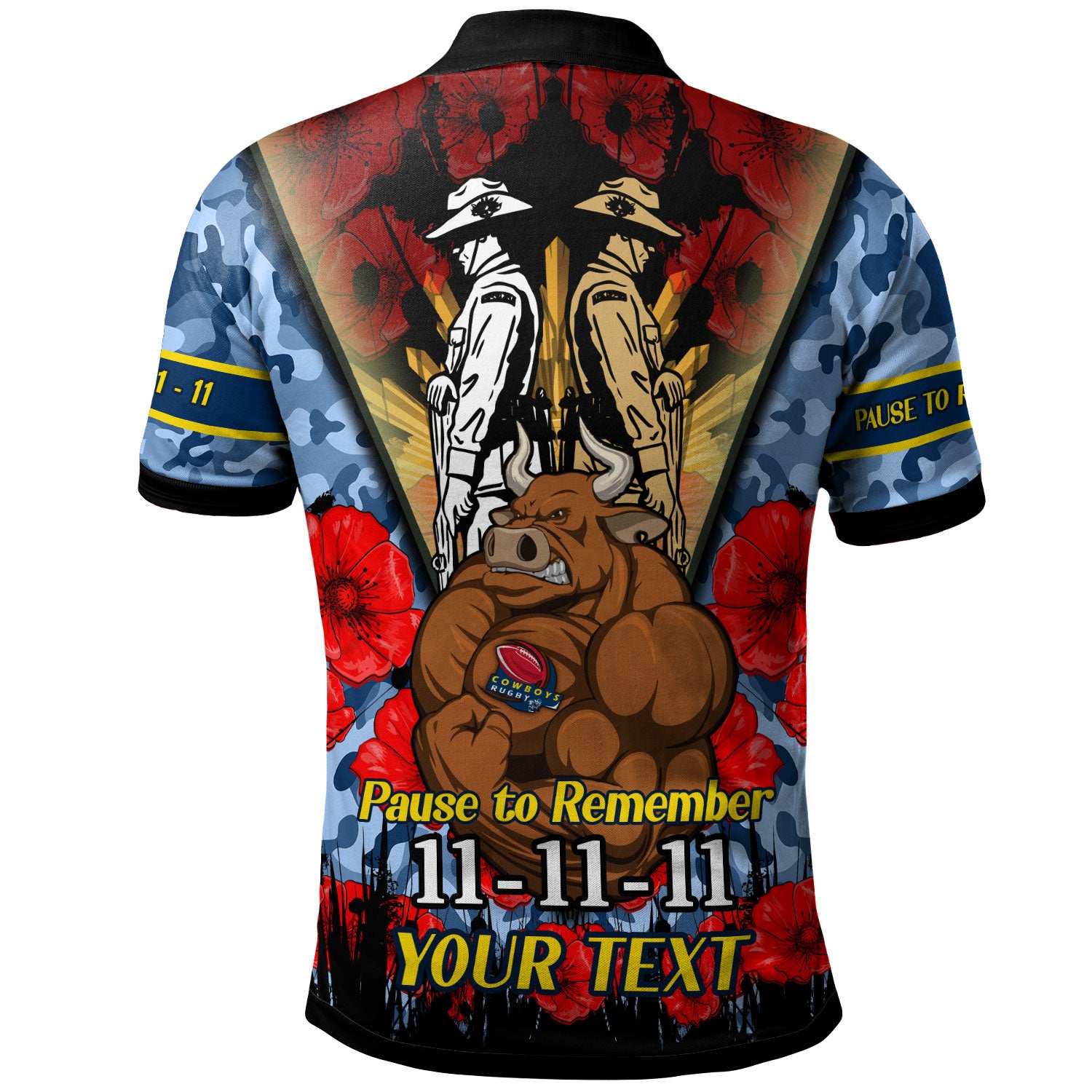 cowboys-rugby-polo-shirt-custom-remembrance-day-pause-to-remember-polo-shirt