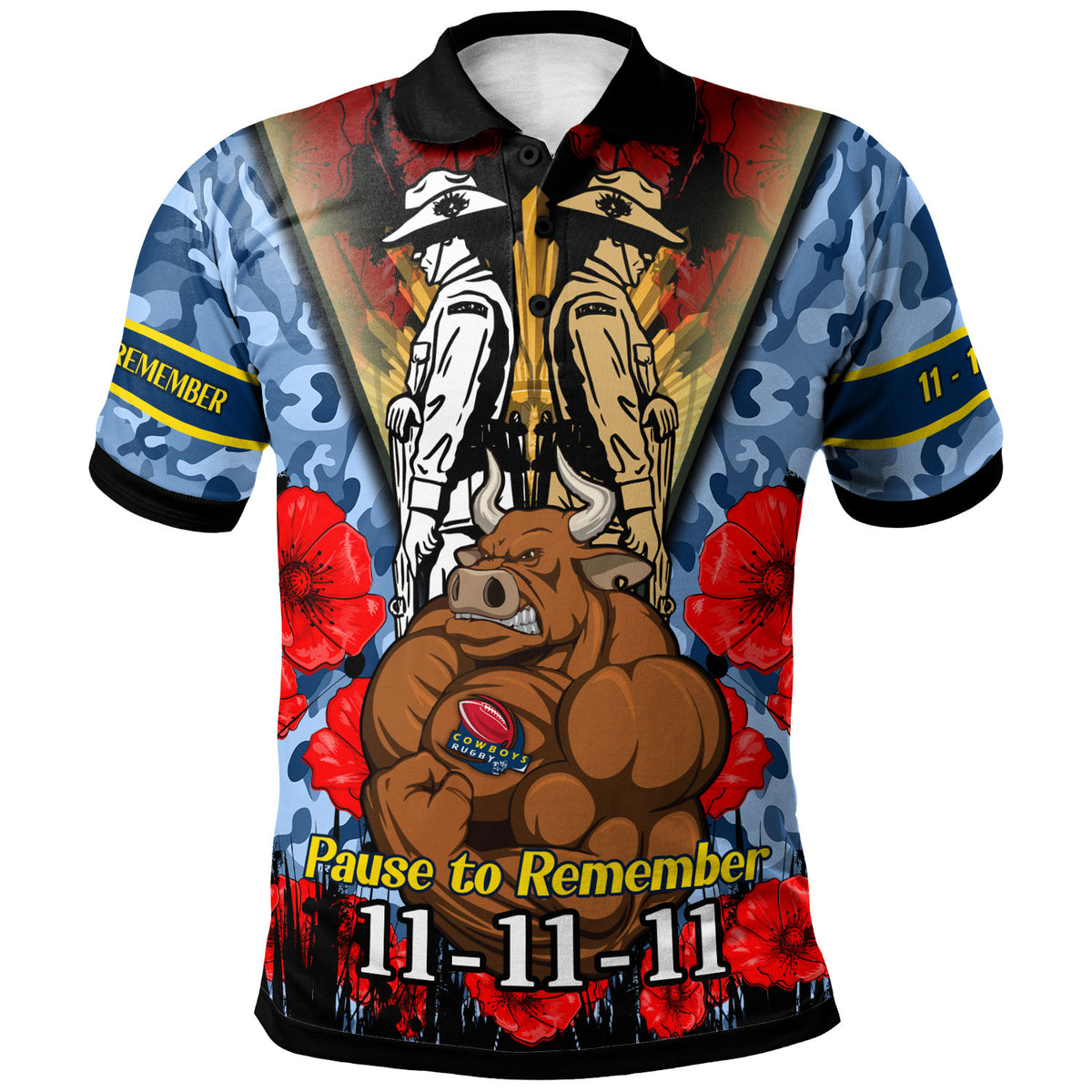 cowboys-rugby-polo-shirt-custom-remembrance-day-pause-to-remember-polo-shirt