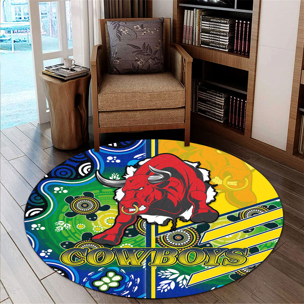 cowboys-rugby-round-rug-cowboys-logo-aboriginal-indigenous-sport-style-round-rug