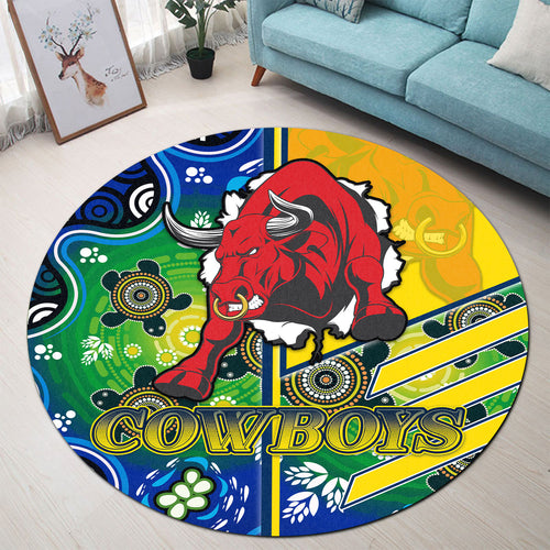 cowboys-rugby-round-rug-cowboys-logo-aboriginal-indigenous-sport-style-round-rug