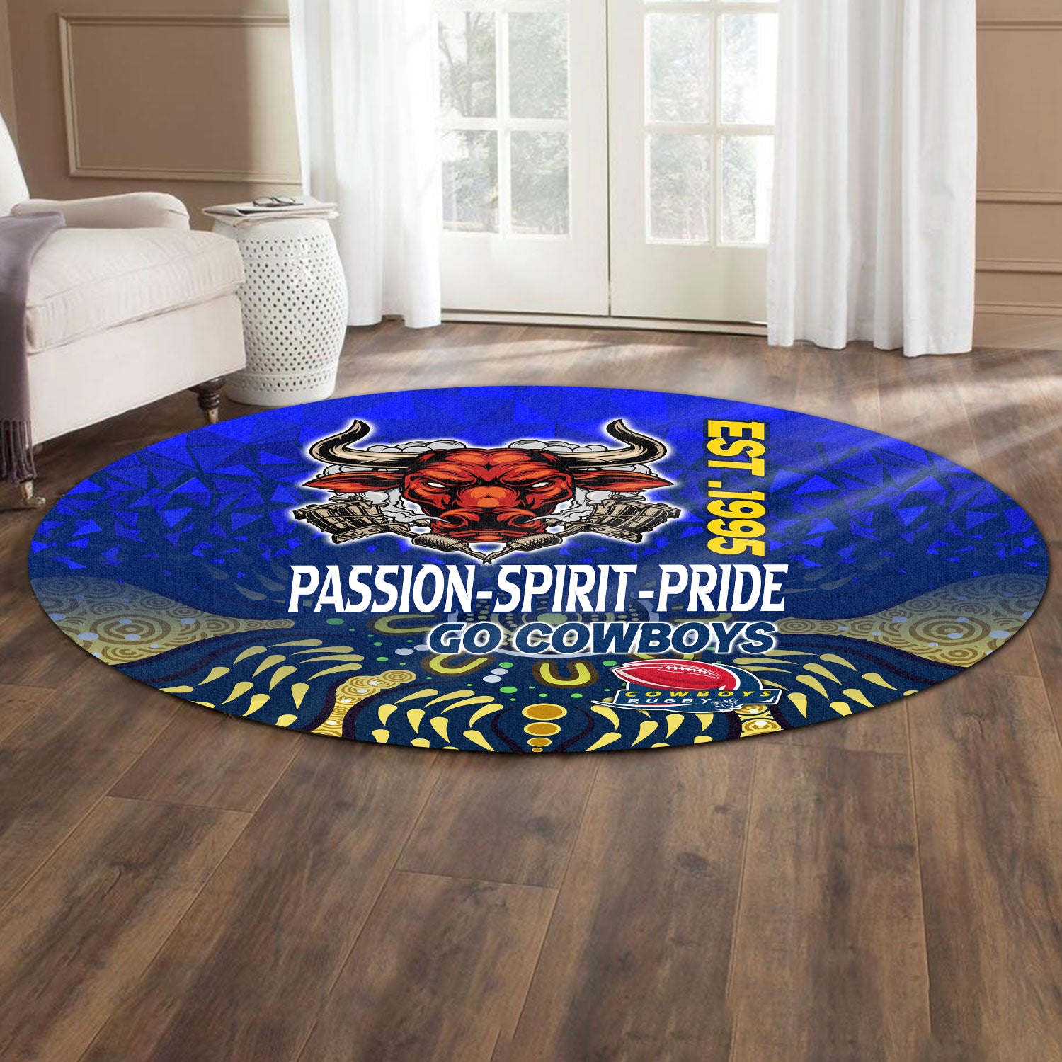 cowboys-rugby-round-rug-rugby-ball-go-cowboys-aboriginal-patterns-round-rug
