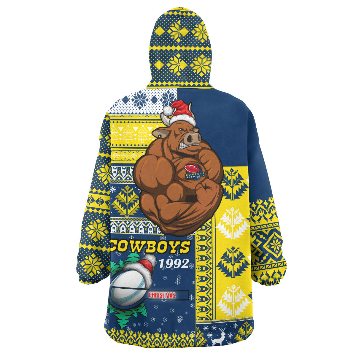 cowboys-rugby-snug-hoodie-custom-christmas-snowflakes-cowboys-mascot-wearable-blanket-hoodie