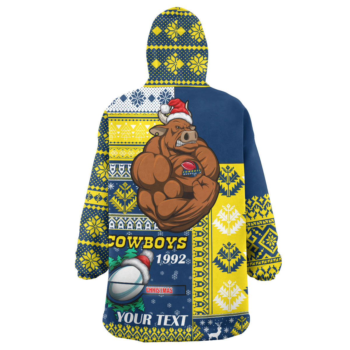 cowboys-rugby-snug-hoodie-custom-christmas-snowflakes-cowboys-mascot-wearable-blanket-hoodie