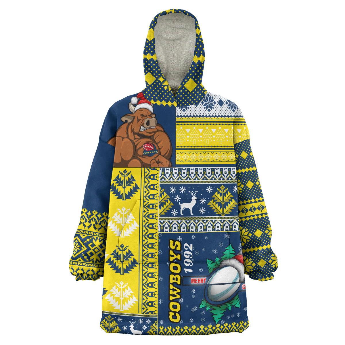 cowboys-rugby-snug-hoodie-custom-christmas-snowflakes-cowboys-mascot-wearable-blanket-hoodie