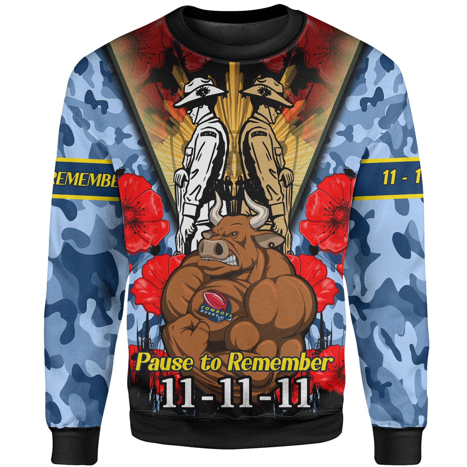 cowboys-rugby-sweatshirt-custom-cowboys-rugby-remembrance-day-pause-to-remember-sweatshirt