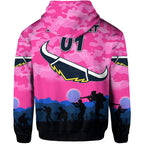 (Custom Personalised) North Queensland Cowboys ANZAC 2022 Zip Up And Pullover Hoodie Simple Style - Pink LT8