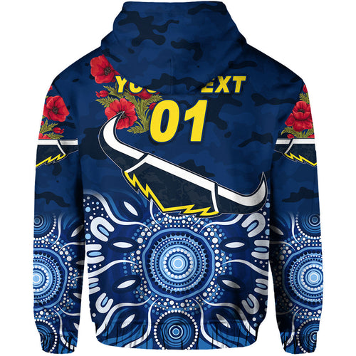 (Custom Personalised) North Queensland Cowboys ANZAC 2022 Zip Up And Pullover Hoodie Indigenous Vibes - Blue LT8