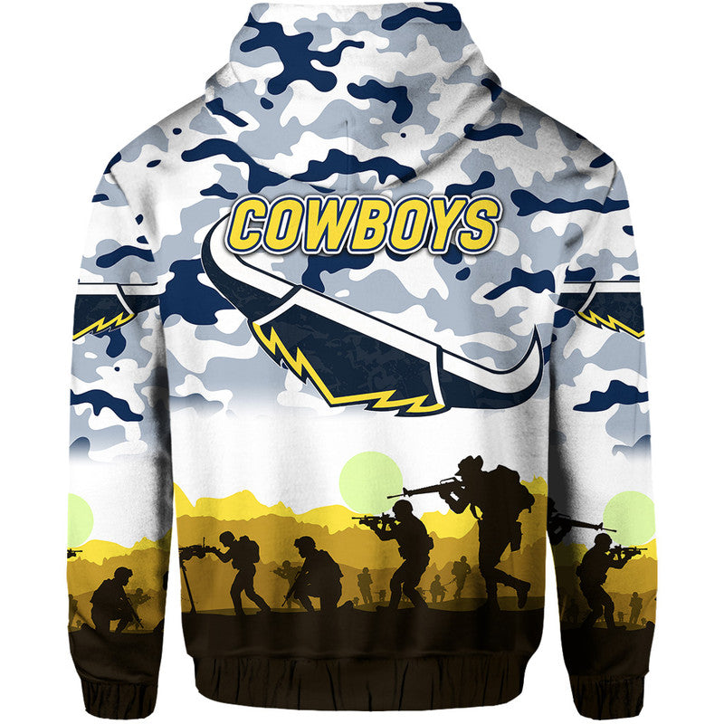 North Queensland Cowboys ANZAC 2022 Zip Up And Pullover Hoodie Simple Style - White LT8
