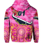 (Custom Personalised) North Queensland Cowboys ANZAC 2022 Zip Up And Pullover Hoodie Indigenous Vibes - Pink LT8