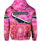 North Queensland Cowboys ANZAC 2022 Zip Up And Pullover Hoodie Indigenous Vibes - Pink LT8