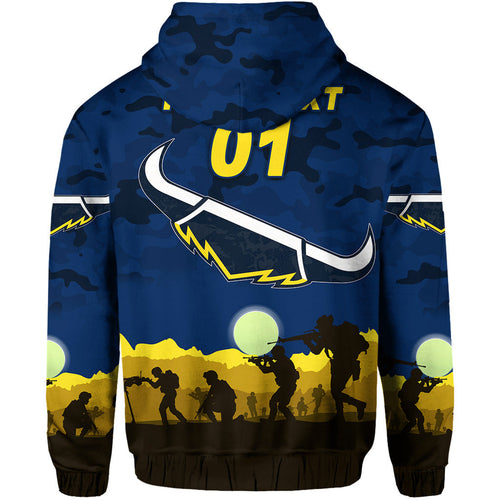 (Custom Personalised) North Queensland Cowboys ANZAC 2022 Zip Up And Pullover Hoodie Simple Style - Blue LT8