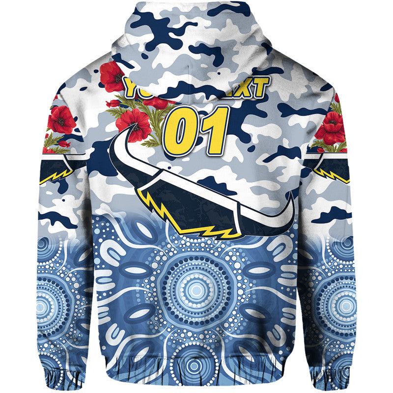(Custom Personalised) North Queensland Cowboys ANZAC 2022 Zip Up And Pullover Hoodie Indigenous Vibes - White LT8