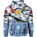 (Custom Personalised) North Queensland Cowboys ANZAC 2022 Zip Up And Pullover Hoodie Indigenous Vibes - White LT8