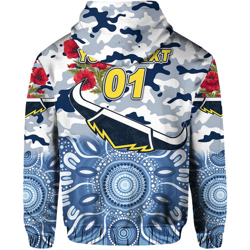 (Custom Personalised) North Queensland Cowboys ANZAC 2022 Zip Up And Pullover Hoodie Indigenous Vibes - White LT8