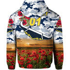 (Custom Personalised) North Queensland Cowboys ANZAC 2022 Zip Up And Pullover Hoodie Poppy Flowers Vibes - White LT8