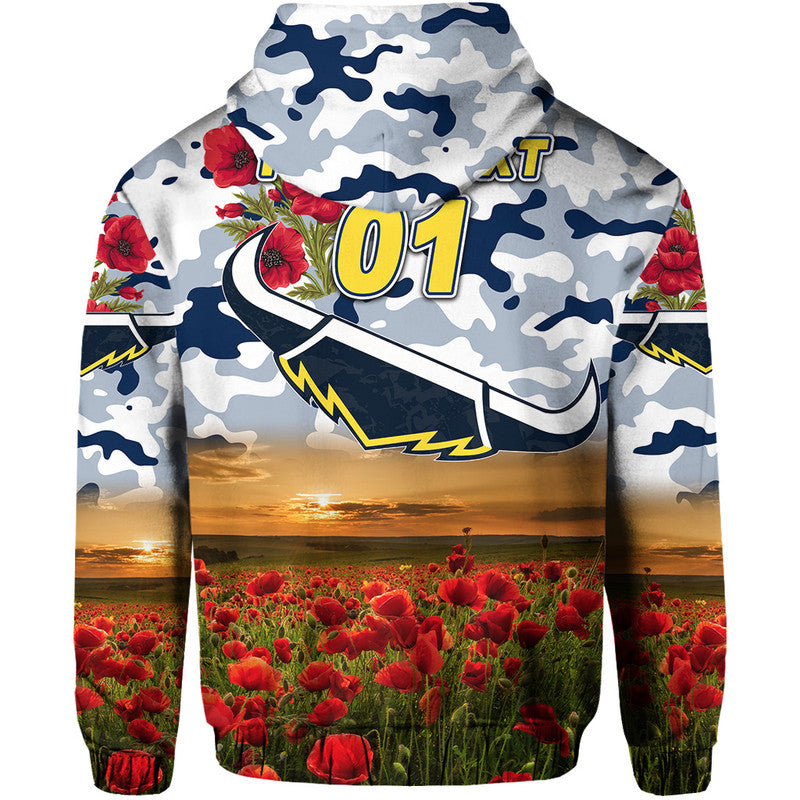 (Custom Personalised) North Queensland Cowboys ANZAC 2022 Zip Up And Pullover Hoodie Poppy Flowers Vibes - White LT8