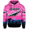 (Custom Personalised) North Queensland Cowboys ANZAC 2022 Zip Up And Pullover Hoodie Simple Style - Pink LT8