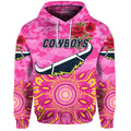North Queensland Cowboys ANZAC 2022 Zip Up And Pullover Hoodie Indigenous Vibes - Pink LT8