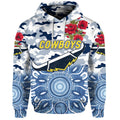 (Custom Personalised) North Queensland Cowboys ANZAC 2022 Zip Up And Pullover Hoodie Indigenous Vibes - White LT8