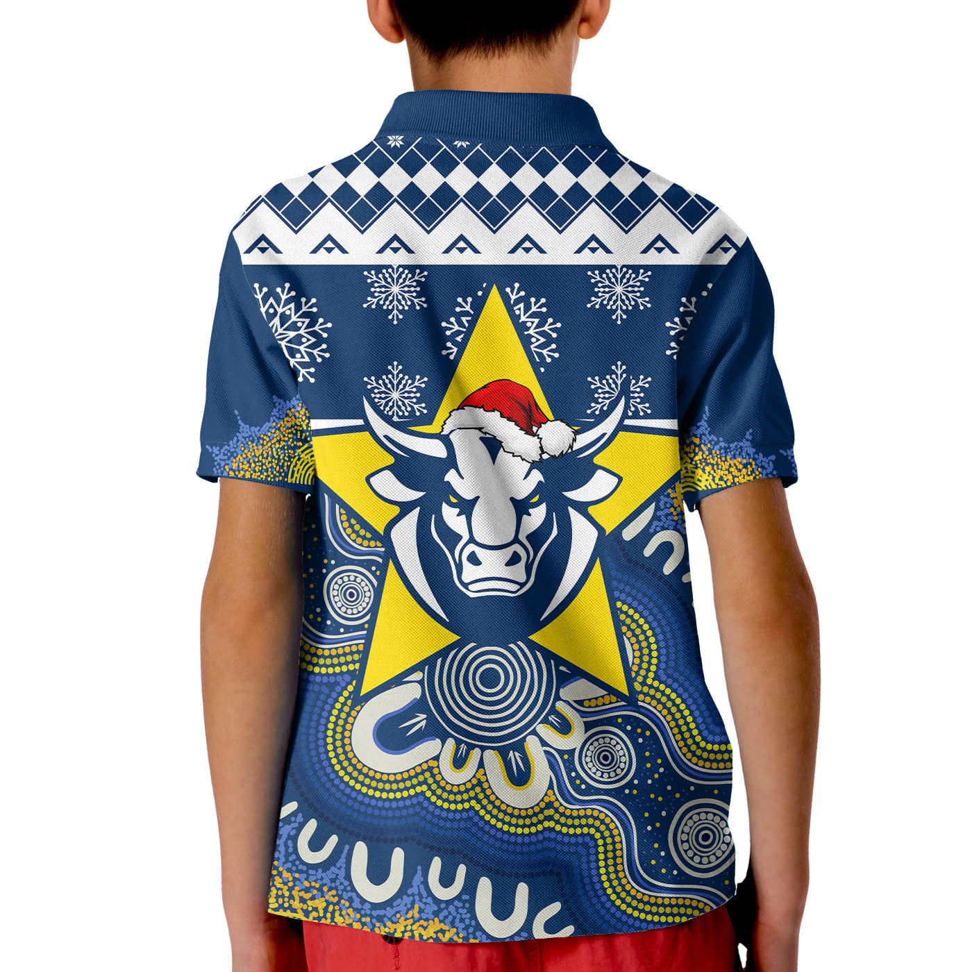 aboriginal-art-cowboys-merry-christmas-kid-polo-shirt