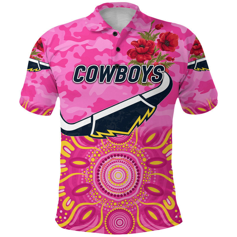 custom-personalised-north-queensland-cowboys-anzac-2022-polo-shirt-indigenous-vibes-pink