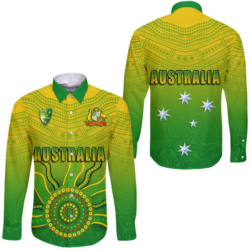 cricket-australia-indigenous-aboriginal-hawaii-long-sleeve-button-shirt-boomerang-dot-painting-style
