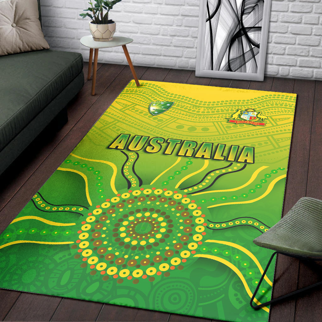 Cricket Australia Indigenous Aboriginal Area Rug Boomerang Dot Painting Style LT9