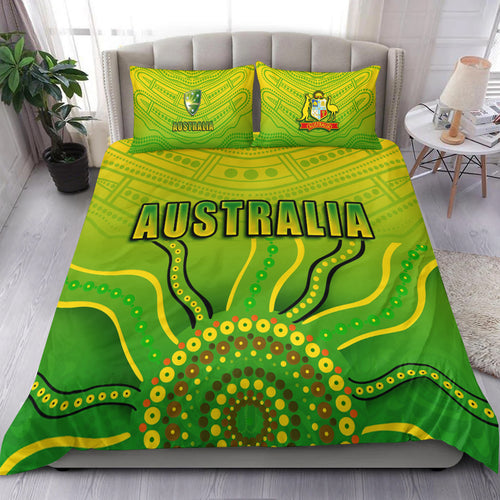 (Custom Personalised) Cricket Australia Indigenous Aboriginal Bedding Set Boomerang Dot Painting Style LT9