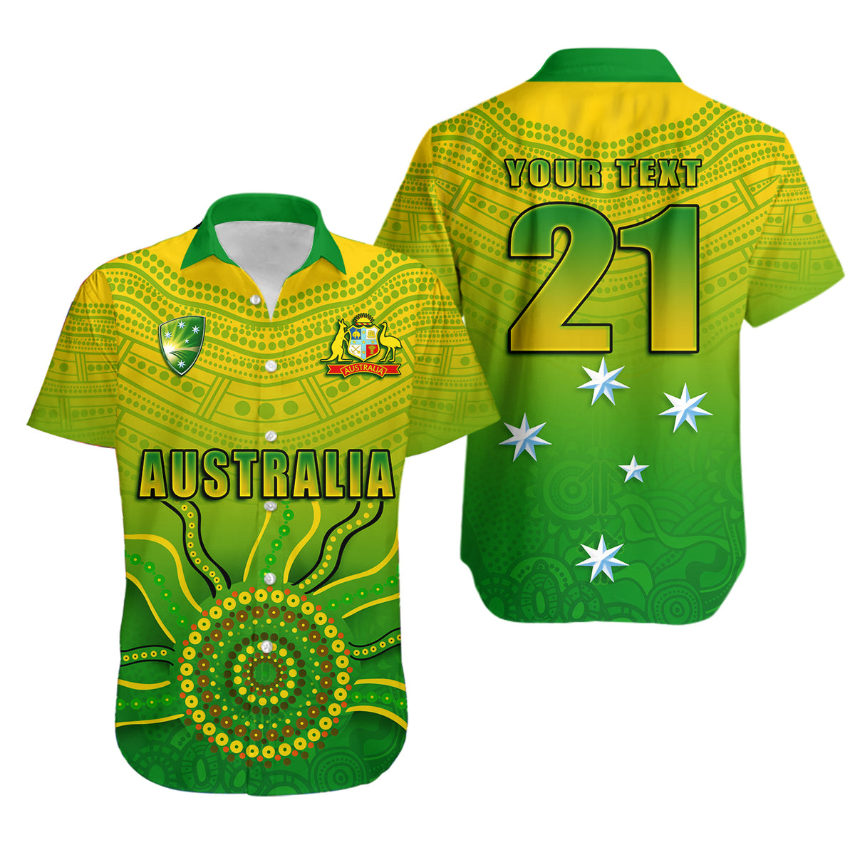 (Custom Personalised) Cricket Australia Indigenous Aboriginal Hawaiian Shirt Boomerang Dot Painting Style LT9