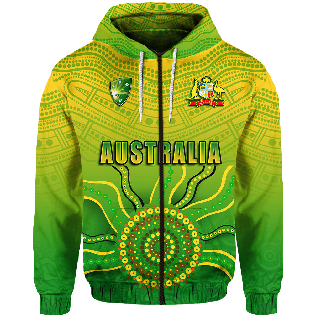 (Custom Personalised) Cricket Australia Indigenous Aboriginal Zip Up And Pullover Hoodie Boomerang Dot Painting Style LT9