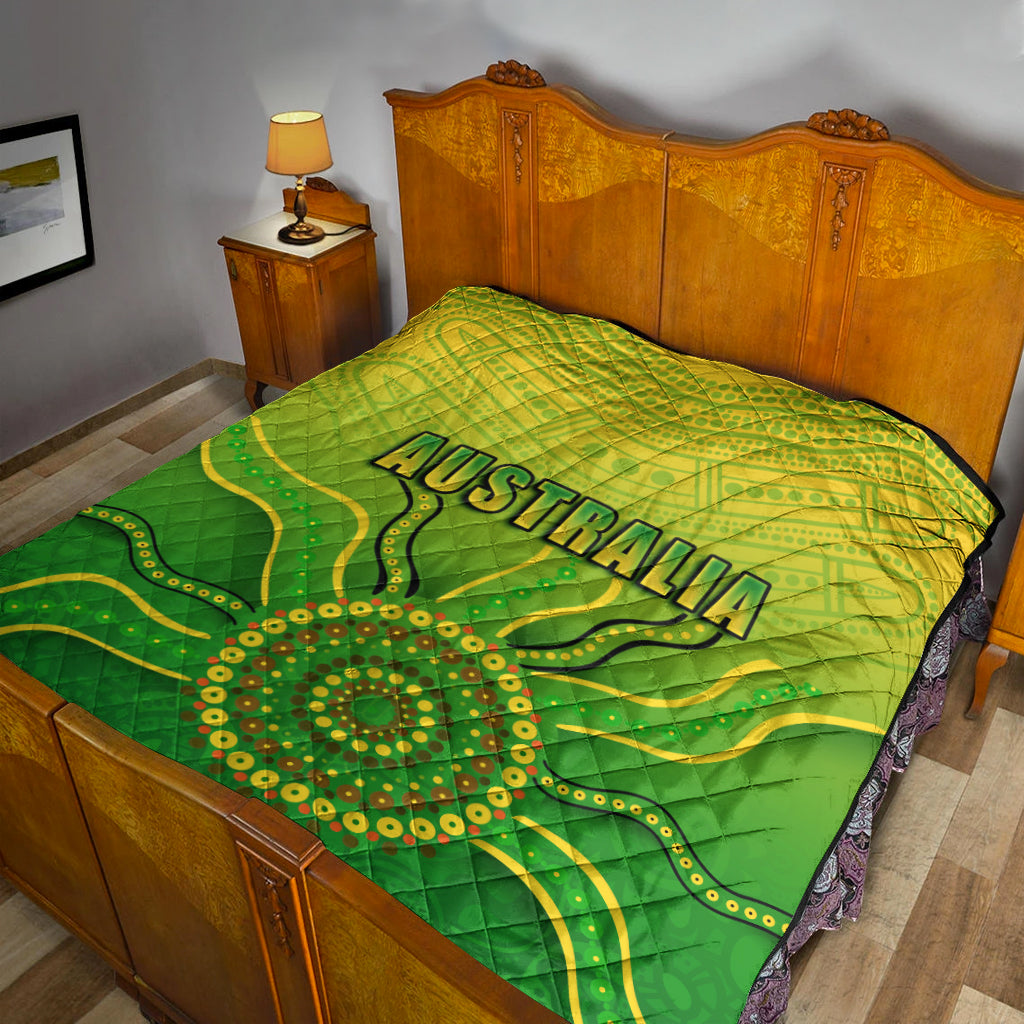 (Custom Personalised) Cricket Australia Indigenous Aboriginal Premium Quilt Boomerang Dot Painting Style LT9
