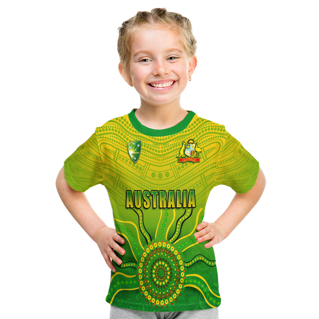 (Custom Personalised) Cricket Australia Indigenous Aboriginal T shirt Boomerang Dot Painting Style LT9