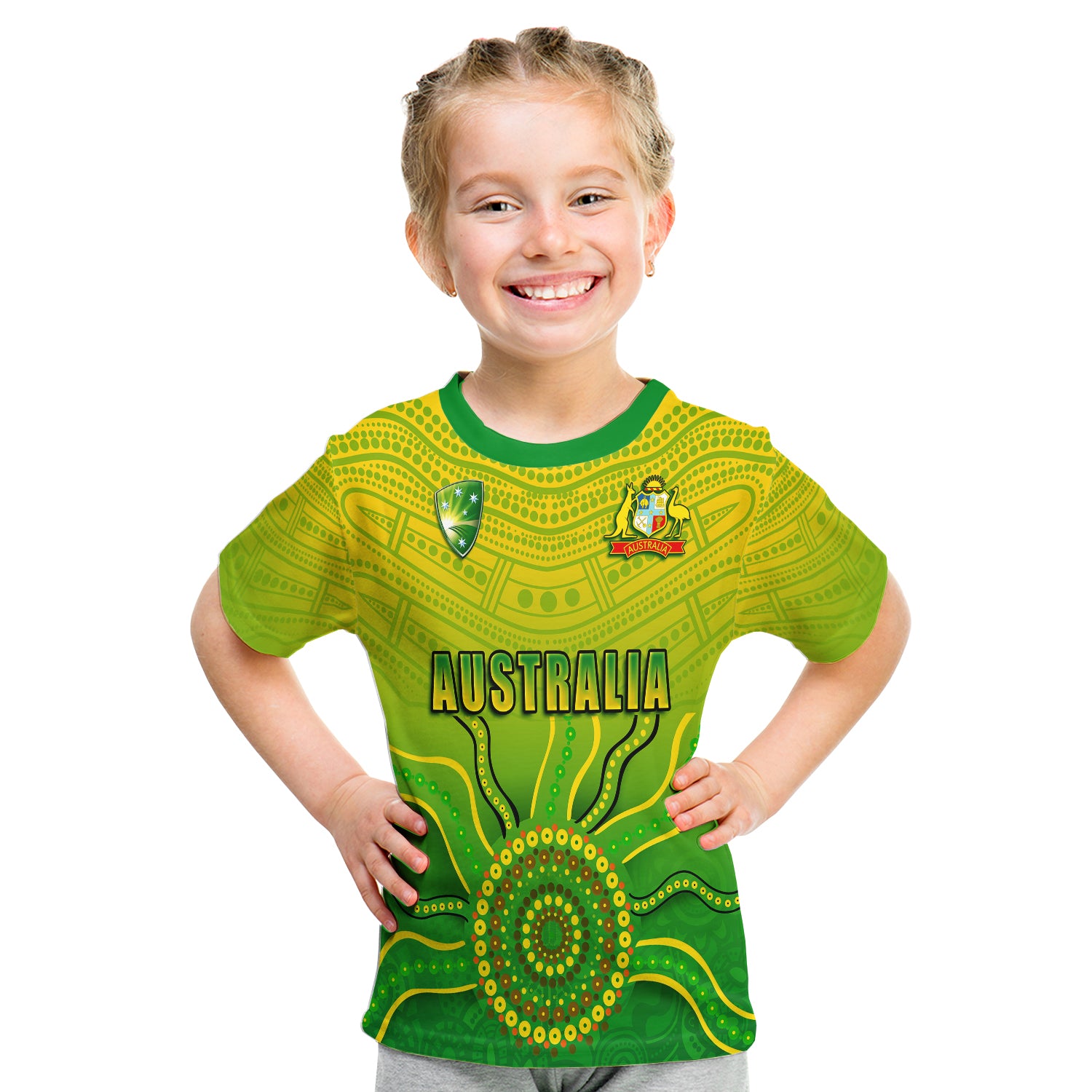 (Custom Personalised) Cricket Australia Indigenous Aboriginal T shirt Boomerang Dot Painting Style LT9