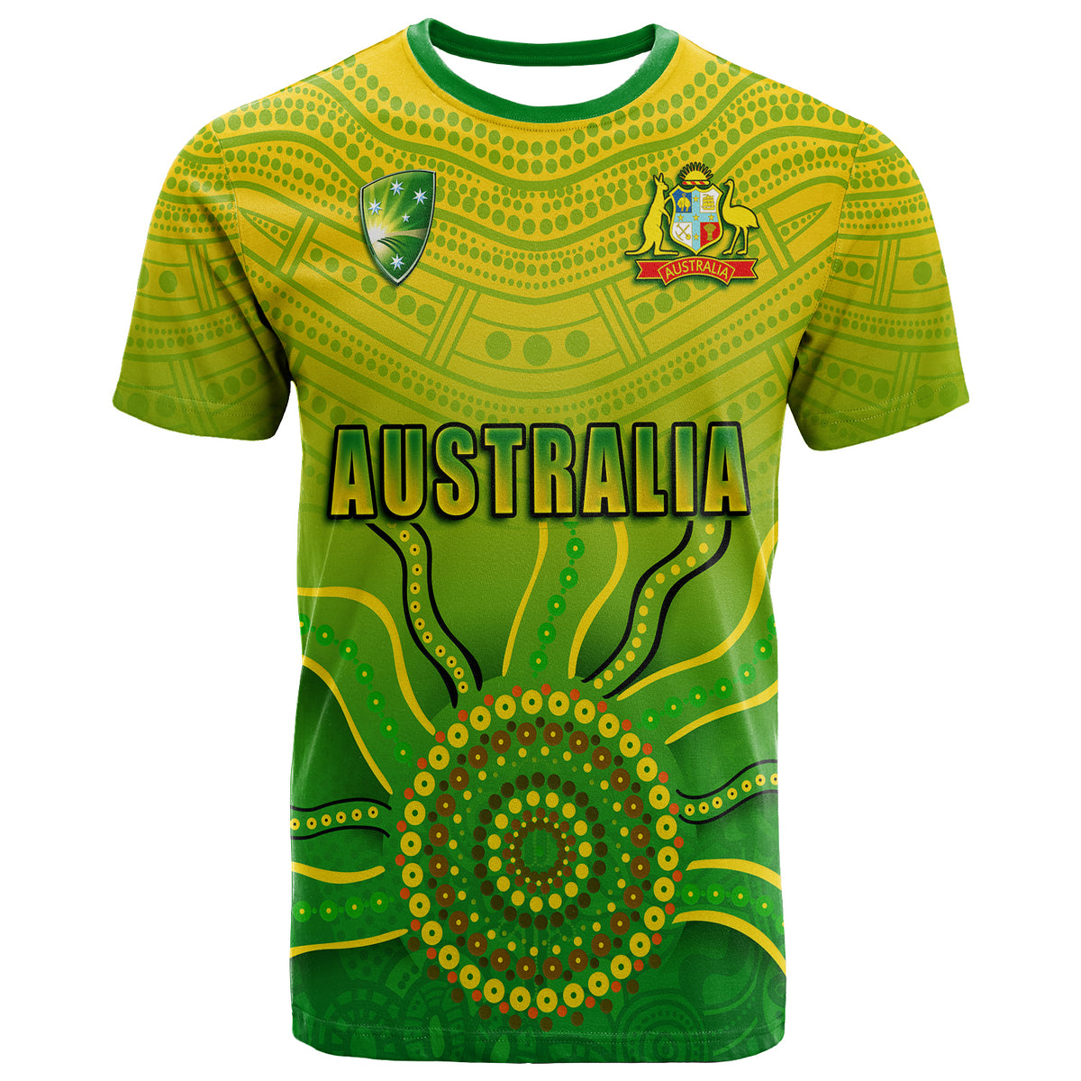 (Custom Personalised) Cricket Australia Indigenous Aboriginal T shirt Boomerang Dot Painting Style LT9