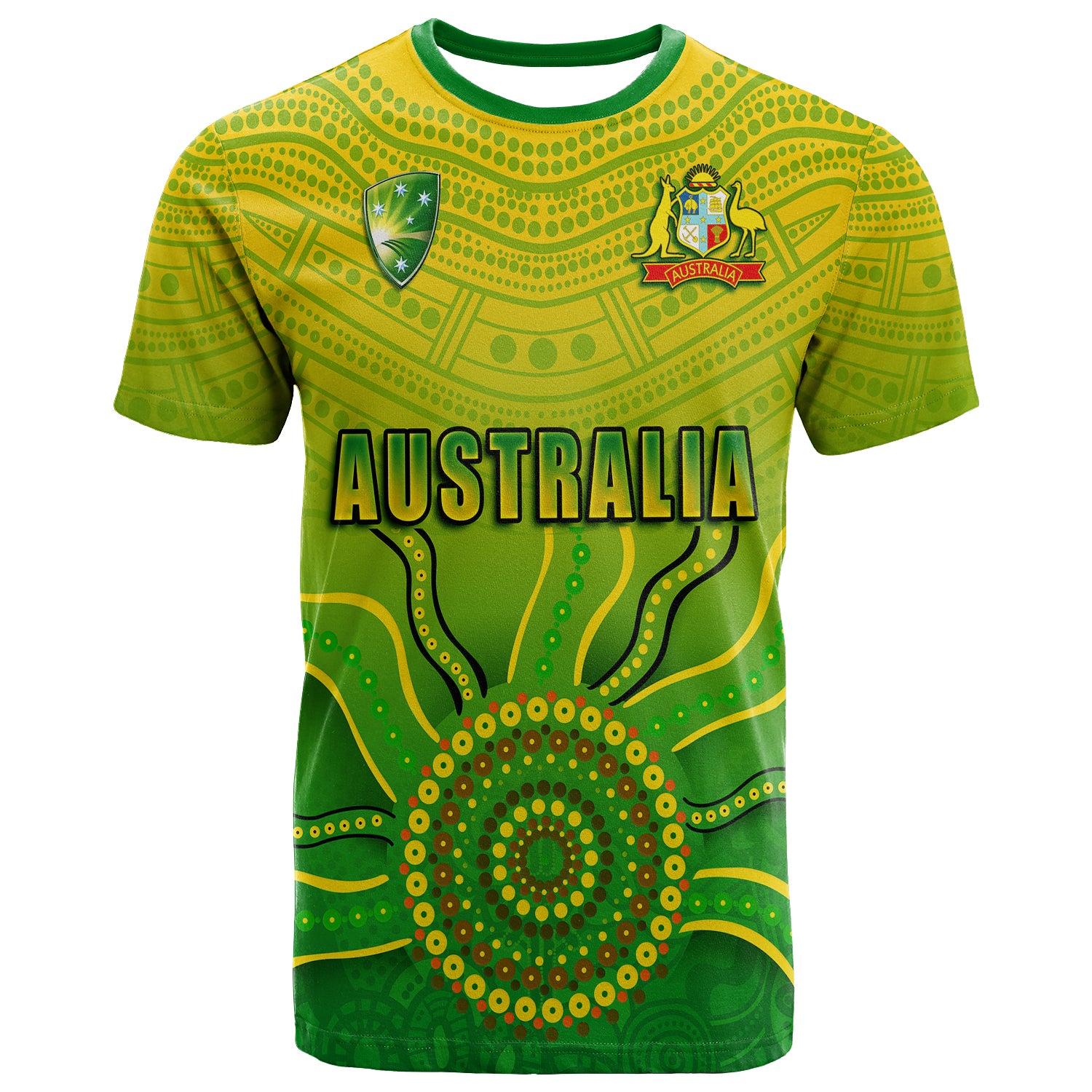 (Custom Personalised) Cricket Australia Indigenous Aboriginal T shirt Boomerang Dot Painting Style LT9