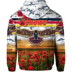 Adelaide Crows ANZAC Zip Up And Pullover Hoodie Poppy Vibes - White LT8