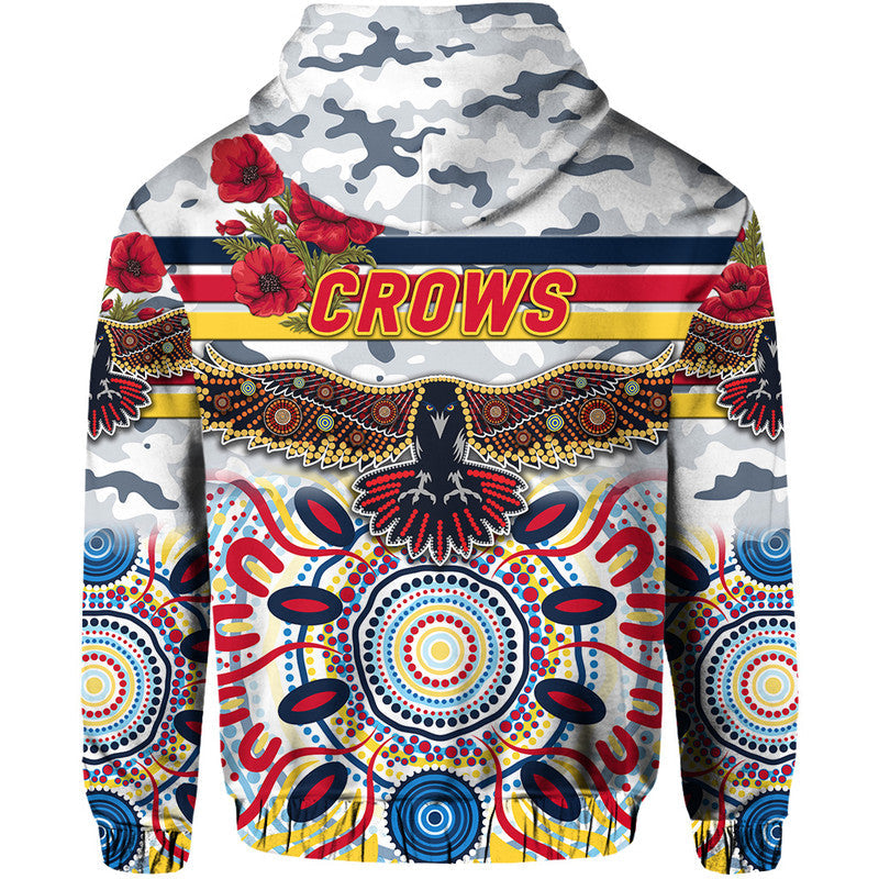 Adelaide Crows ANZAC Zip Up And Pullover Hoodie Indigenous Vibes - White LT8