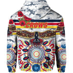Adelaide Crows ANZAC Zip Up And Pullover Hoodie Indigenous Vibes - White LT8