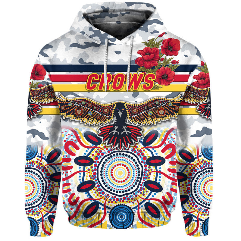 Adelaide Crows ANZAC Zip Up And Pullover Hoodie Indigenous Vibes - White LT8